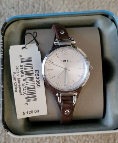  Shop Authentic Fossil Georgia White Dial Brown Leather Strap Watch for Women - ES3060 - Luxxuri