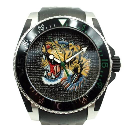  Shop Authentic Gucci Dive Tiger Black Dial Black Rubber Strap Watch For Men - YA136318 - Luxxuri