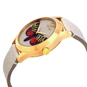  Shop Authentic Gucci G Timeless Butterfly White Dial White Leather Strap Watch For Women - YA1264062 - Luxxuri