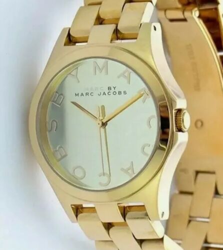  Shop Authentic Marc Jacobs Henry Gold Dial Gold Steel Strap Watch for Women - MBM3211 - Luxxuri