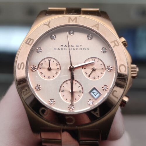 Shop Authentic Marc Jacobs Blade Chronograph Rose Gold Dial Rose Gold Steel Strap Watch for Women - MBM3102 - Luxxuri