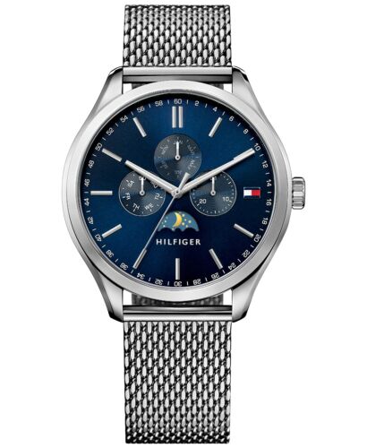  Shop Authentic Tommy Hilfiger Oliver Quartz Blue Dial Silver Mesh Bracelet Watch for Men - 1791302 - Luxxuri