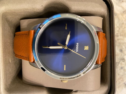  Shop Authentic Fossil The Minimalist 3H Blue Dial Brown Leather Strap Watch for Men - FS5499 - Luxxuri