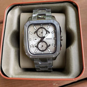  Shop Authentic Fossil Inscription Multifunction Silver Dial Grey Steel Strap Watch for Men - BQ2657 - Luxxuri