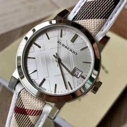  Shop Authentic Burberry The City Silver Dial Brown Leather Strap Watch for Women - BU9136 - Luxxuri