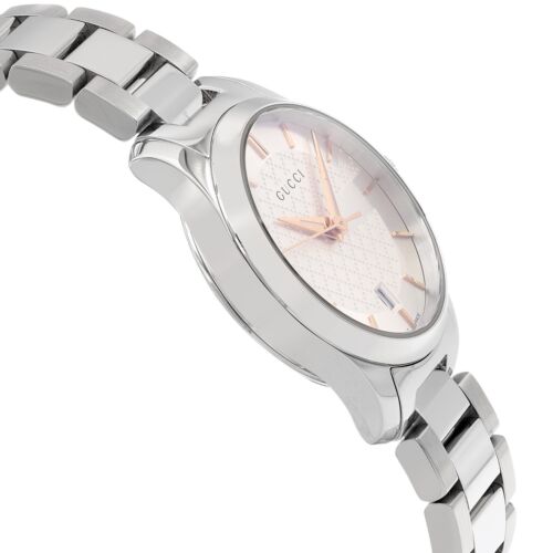  Shop Authentic Gucci G Timeless Silver Dial Silver Steel Strap Watch For Women - YA126523 - Luxxuri