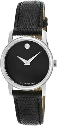 Shop Authentic Movado Museum Black Dial Black Leather Strap Watch For Women - 2100004 - Luxxuri