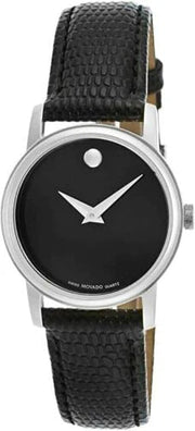  Shop Authentic Movado Museum Black Dial Black Leather Strap Watch For Women - 2100004 - Luxxuri