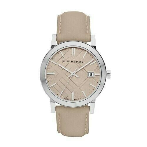  Shop Authentic Burberry The City Silver Dial Beige Leather Strap Unisex Watch - BU9010 - Luxxuri