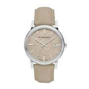  Shop Authentic Burberry The City Silver Dial Beige Leather Strap Unisex Watch - BU9010 - Luxxuri