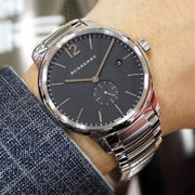  Shop Authentic Burberry The Classic Round Black Dial Silver Steel Strap Watch for Men - BU10005 - Luxxuri