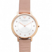  Shop Authentic Emporio Armani Kappa Rose Gold & White Dial Beige Nude Leather Strap Watch For Women - AR2510 - Luxxuri