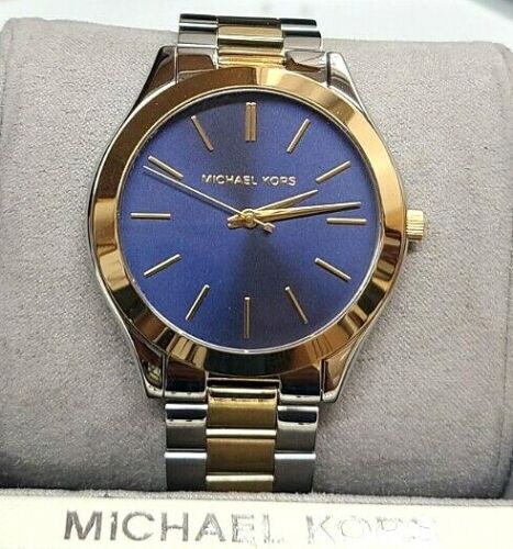  Shop Authentic Michael Kors Slim Runway Blue Dial Two Tone Steel Strap Watch for Women - MK3479 - Luxxuri