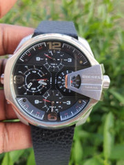  Shop Authentic Diesel Uber Chief Oversized 4 Time Black Dial Leather Strap Watch For Men - DZ7376 - Luxxuri