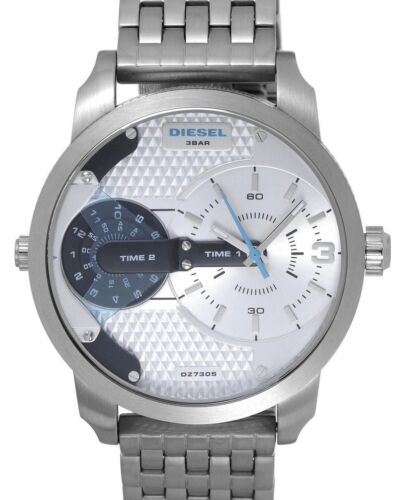  Shop Authentic Diesel Mini Daddy Dual Time Silver Dial Stainless Steel Watch For Men - DZ7305 - Luxxuri
