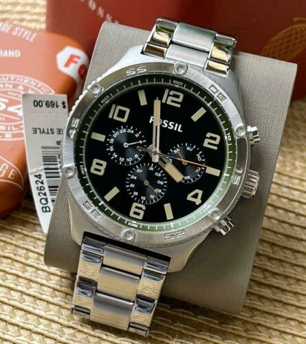  Shop Authentic Fossil Brox Multifunction Black Dial Silver Steel Strap Watch for Women - BQ2797 - Luxxuri