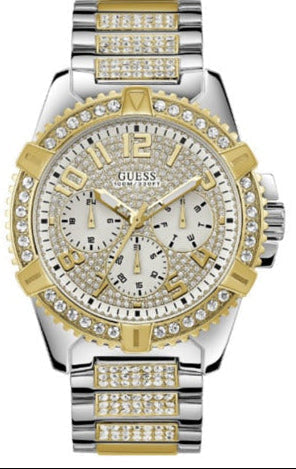  Shop Authentic Guess Frontier Chronograph Crystals Silver Dial Two Tone Steel Strap Watch for Men - W0799G4 - Luxxuri
