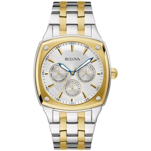  Shop Authentic Bulova Classic Multi Function Silver Dial Two Tone Steel Strap Watch for Men - 98C142 - Luxxuri