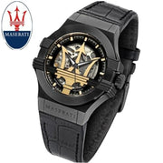  Shop Authentic Maserati Potenza Skeleton Limited Edition Black Dial Black Leather Strap Watch For Men - R8821108027 - Luxxuri