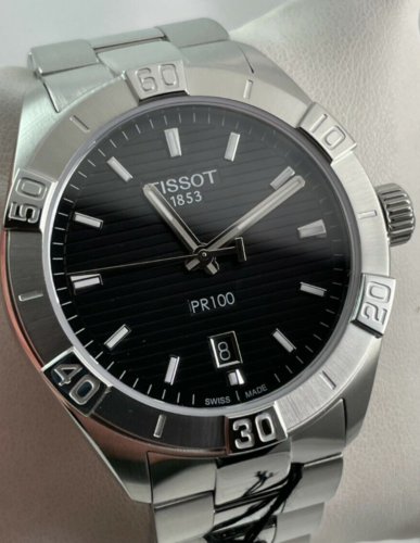  Shop Authentic Tissot PR 100 Sport Quartz Black Dial Silver Steel Strap Watch For Men - T101.610.11.051.00 - Luxxuri