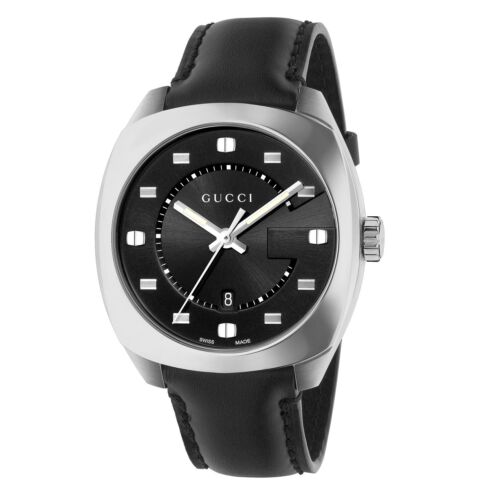  Shop Authentic Gucci GG2570 Quartz Black Dial Black Leather Strap Watch For Men - YA142307 - Luxxuri