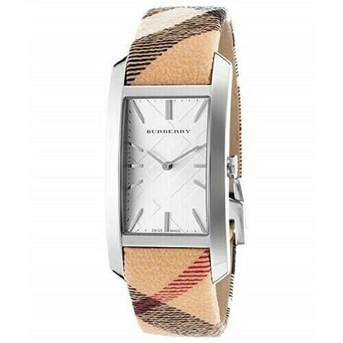  Shop Authentic Burberry The Pioneer Silver Dial Haymarket Beige Leather Strap Watch for Women - BU9406 - Luxxuri