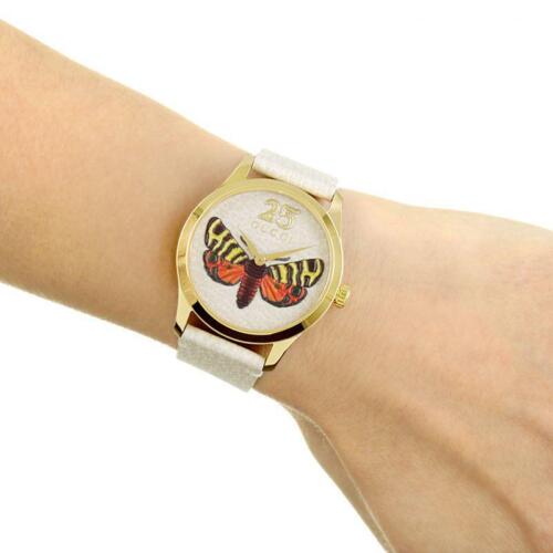  Shop Authentic Gucci G Timeless Butterfly White Dial White Leather Strap Watch For Women - YA1264062 - Luxxuri