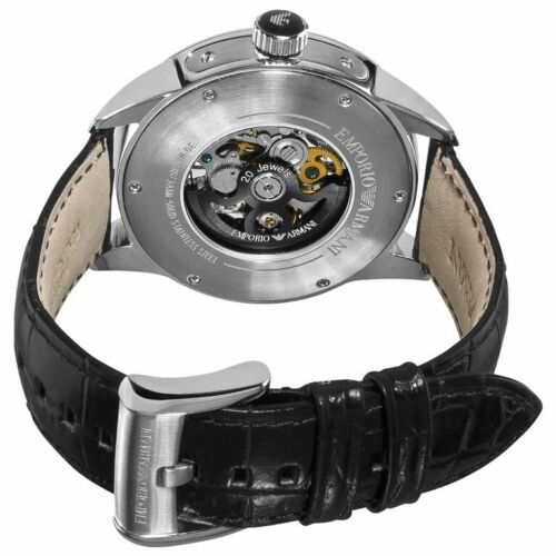  Shop Authentic Emporio Armani Meccanico Automatic Black Dial Leather Strap Watch For Men - AR4629 - Luxxuri
