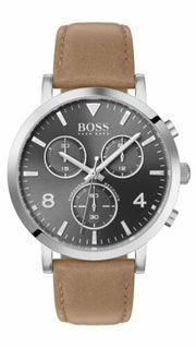  Shop Authentic Hugo Boss Spirit Grey Dial Brown Leather Strap Watch for Men - 1513691 - Luxxuri