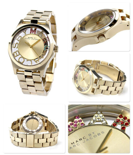  Shop Authentic Marc Jacobs Henry Skeleton Gold Dial Gold Steel Strap Watch for Women - MBM3263 - Luxxuri