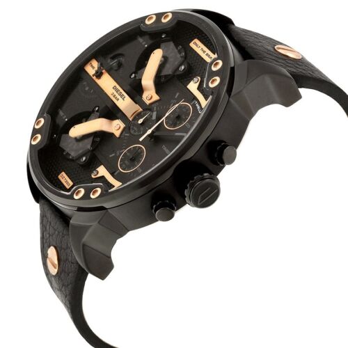 Shop Authentic Diesel Mr Daddy 2.0 Black Dial Black Leather Strap Watch For Men - DZ7350 - Luxxuri