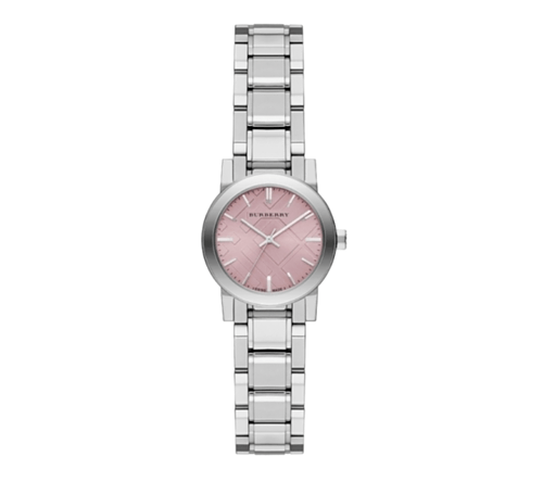  Shop Authentic Burberry The City Diamonds Pink Dial Silver Steel Strap Watch for Women - BU9231 - Luxxuri