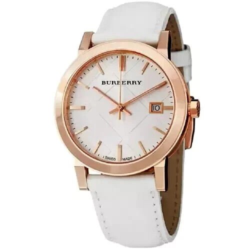  Shop Authentic Burberry The City White Dial White Leather Strap Watch for Women - BU9108 - Luxxuri