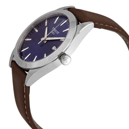  Shop Authentic Tissot Gentleman Blue Dial Brown Leather Strap Watch For Men - T127.410.16.041.00 - Luxxuri