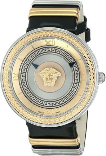  Shop Authentic Versace V Metal Icon Gold Dial Black & Silver & Gold Strap Watch for Women - VLC020014 - Luxxuri