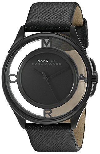  Shop Authentic Marc Jacobs Tether Transparent Black Dial Black Leather Strap Watch for Women - MBM1379 - Luxxuri