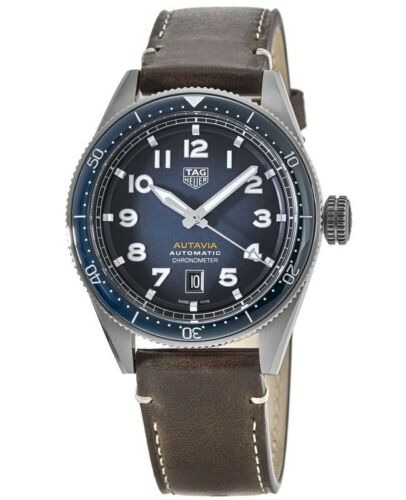  Shop Authentic Tag Heuer Autavia Calibre 5 Automatic Blue Dial Brown Leather Strap Watch for Men - WBE5116.FC8266 - Luxxuri