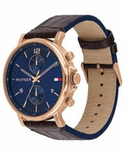  Shop Authentic Tommy Hilfiger Daniel Blue Dial Brown Leather Strap Watch for Men - 1710418 - Luxxuri