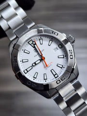 Tag Heuer Aquaracer Quartz White Dial Silver Steel Strap Watch for Men - WBD1111.BA0928