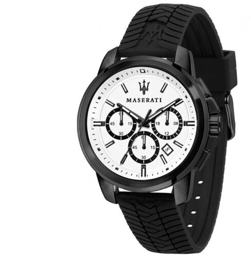  Shop Authentic Maserati Successo 44mm White Dial Black Silicone Strap Watch For Men - R8871621010 - Luxxuri