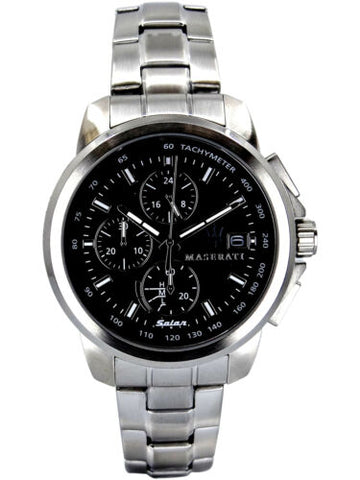  Shop Authentic Maserati Successo Solar Edition Black Dial Silver Steel Strap Watch For Men - R8873645003 - Luxxuri
