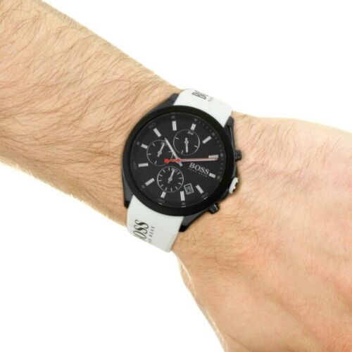  Shop Authentic Hugo Boss Velocity Black Dial White Rubber Strap Watch for Men - 1513718 - Luxxuri