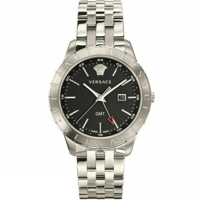  Shop Authentic Versace Univers Analog Black Dial Silver Steel Strap Watch for Men - VEBK00418 - Luxxuri