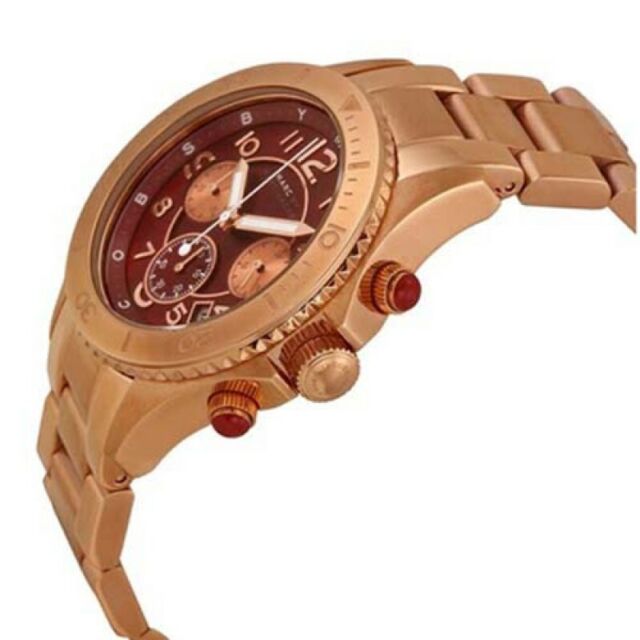  Shop Authentic Marc Jacobs Rock Chronograph Mother of Pearl Red Dial Rose Gold Steel Strap Unisex Watch - MBM3251 - Luxxuri
