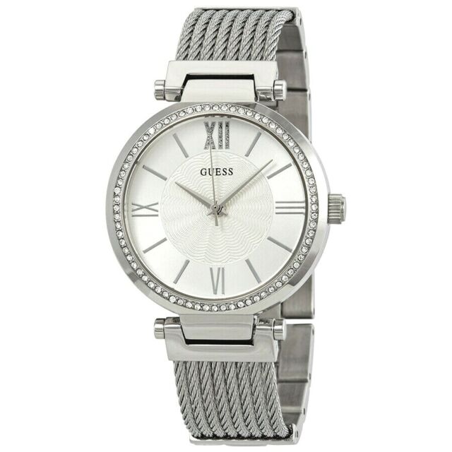  Shop Authentic Guess Soho Silver DIal Stainless Steel Mesh Bracelet Watch For Women - W0638L1 - Luxxuri