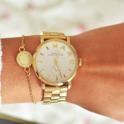  Shop Authentic Marc Jacobs Baker White Dial Gold Steel Strap Watch for Women - MBM3243 - Luxxuri