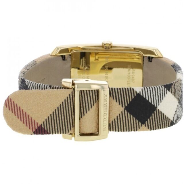  Shop Authentic Burberry Pioneer Champagne Dial Haymarket Beige Leather Strap Watch for Women - BU9407 - Luxxuri