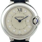  Shop Authentic Cartier Ballon Bleu de Cartier Diamonds Silver Dial Black Leather Strap Watch for Women - W4BB0008 - Luxxuri