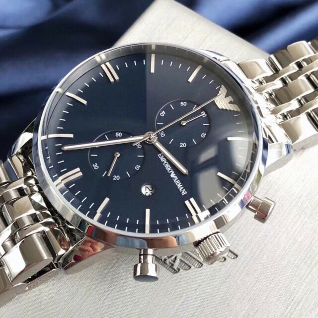  Shop Authentic Emporio Armani Gianni Chronograph Blue Dial Silver Steel Strap Watch For Men - AR1648 - Luxxuri