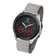  Shop Authentic Maserati Traguardo Black Dial Silver Mesh Bracelet Watch For Men - R8873612005 - Luxxuri